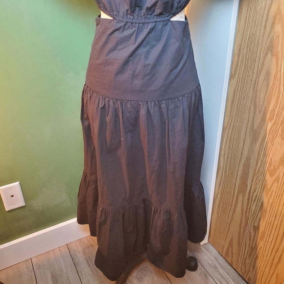 OAK  + FORT | Black Tiered Cut-Out 100% Cotton Midi Dress (Size M) - Picture 8 of 12